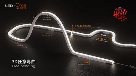 LED Neon Flex IP65 Brightness LED Tube Silicone Strip S Type 3D Bending LED Neon Strip Light 